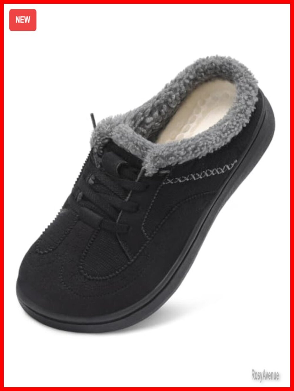 Womens Wide Slippers Comfy Memory Foam House Shoes Fuzzy Lined Mules